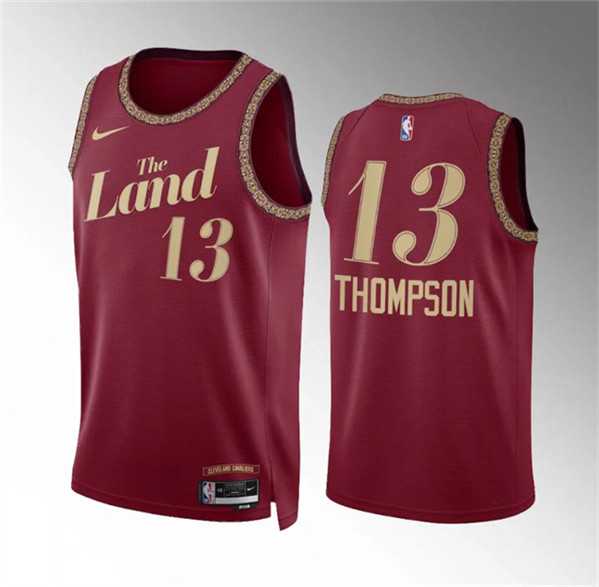Men's Cleveland Cavaliers #13 Tristan Thompson Wine 2023-24 City Edition Stitched Jersey Dzhi
